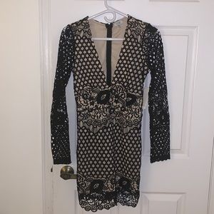 Black lace mini dress